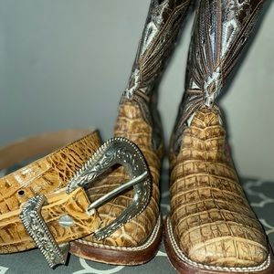 Boys alligator boots with belt